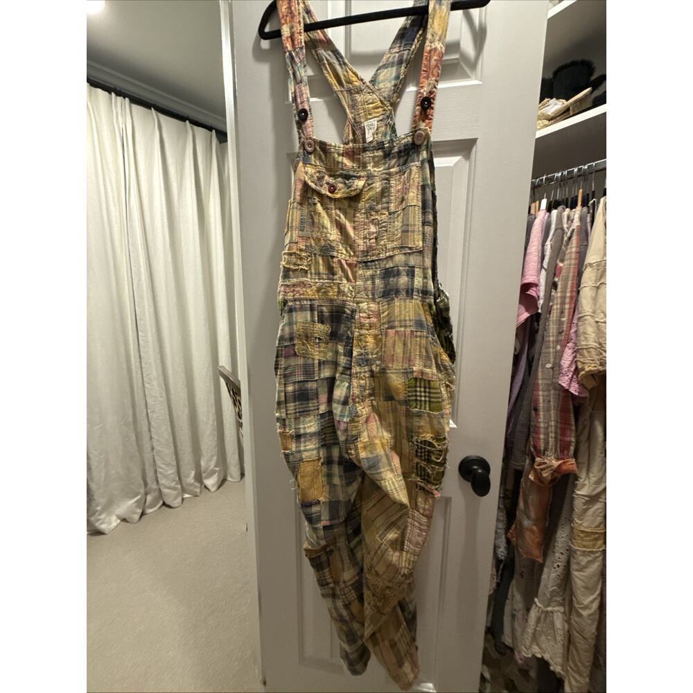 Magnolia Pearl Madras Patchwork Tropical Plaid Overalls One size NWT - Picture 6 of 12